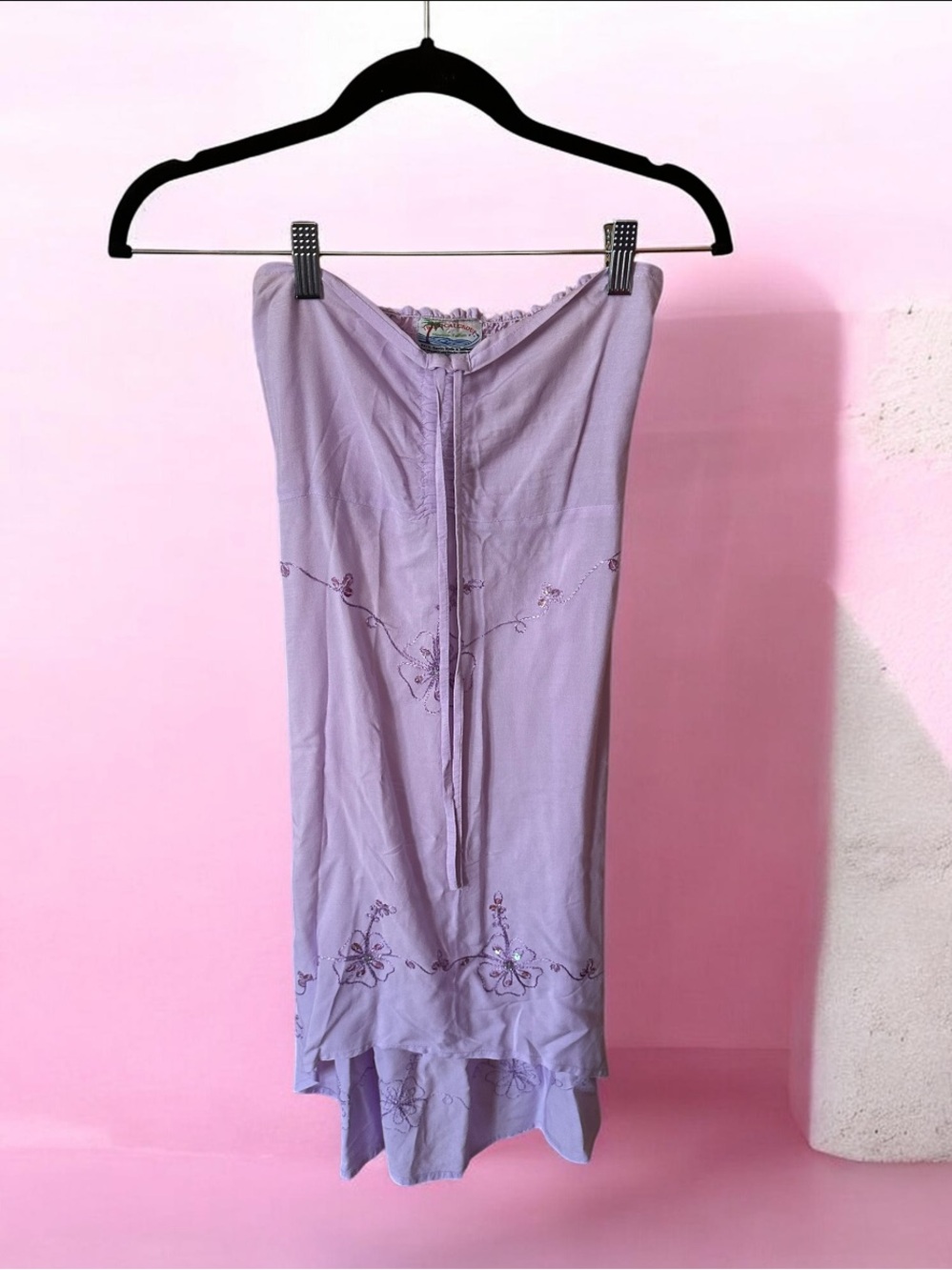 Strapless Lavender Embroidered Dress - Women